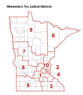 Map of Minnesota's Ten Judicial Districts