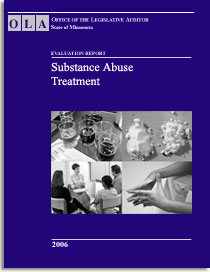 Report cover image of glasses of alcohol, drug powder, counseling group and hands