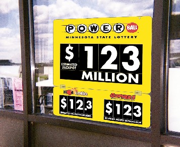 Image of window with Lottery Sign
