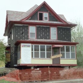 Image of older home being restored